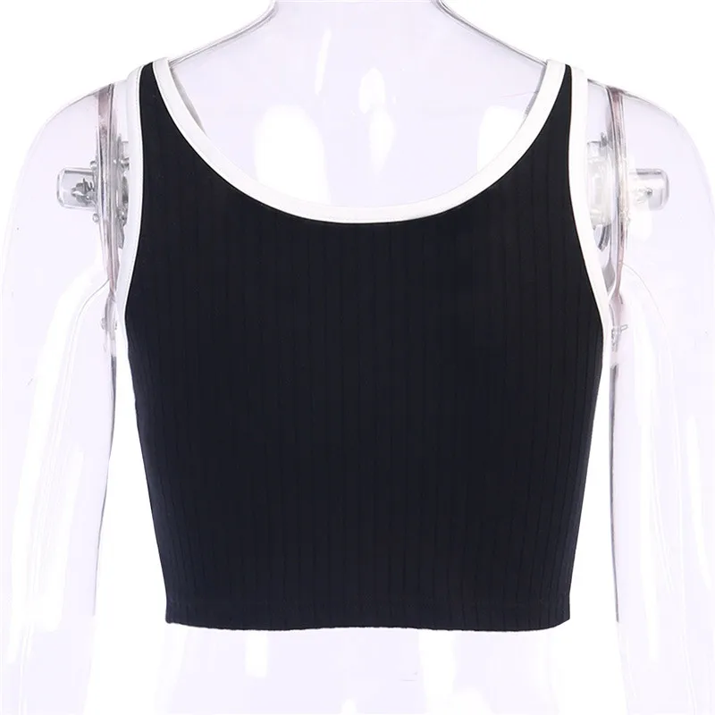 Женский укороченный топ в полоску черно-белый облегающий Трикотажный жилет без