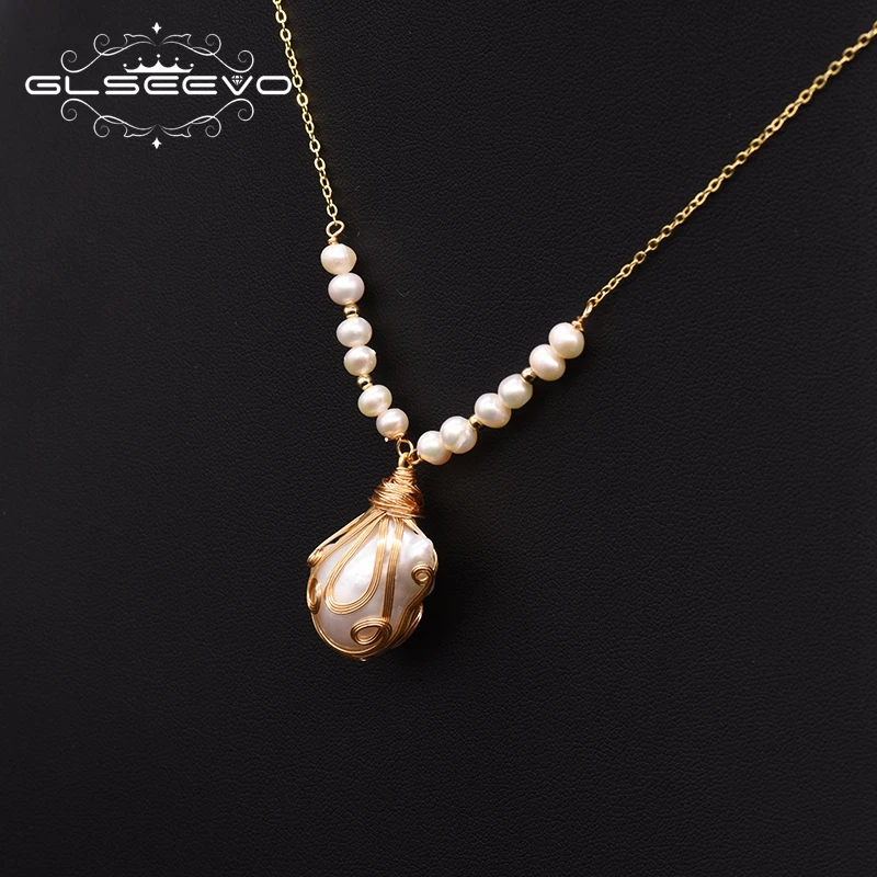 GLSEEVO натуральный пресноводный барочный жемчуг длинные ожерелья для женщин