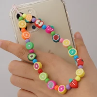 shinus phone chain bead straps mobile charm lanyard cute fruit charms telephone jewelry for women phone accessories