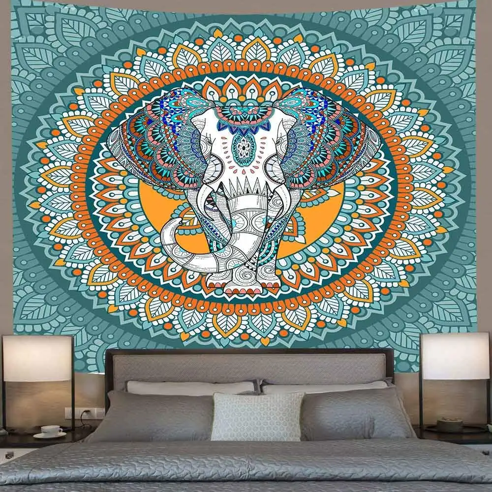 Богемный гобелен-Мандала с изображением слона гобелены для Спальня Гостиная |