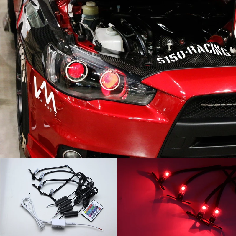 4 шт многоцветный RGB Demon Eye светодиодный devil eyes с беспроводным пультом дистанционного управления для двойных линз автомобиля мотоцикла фары проектора модернизации