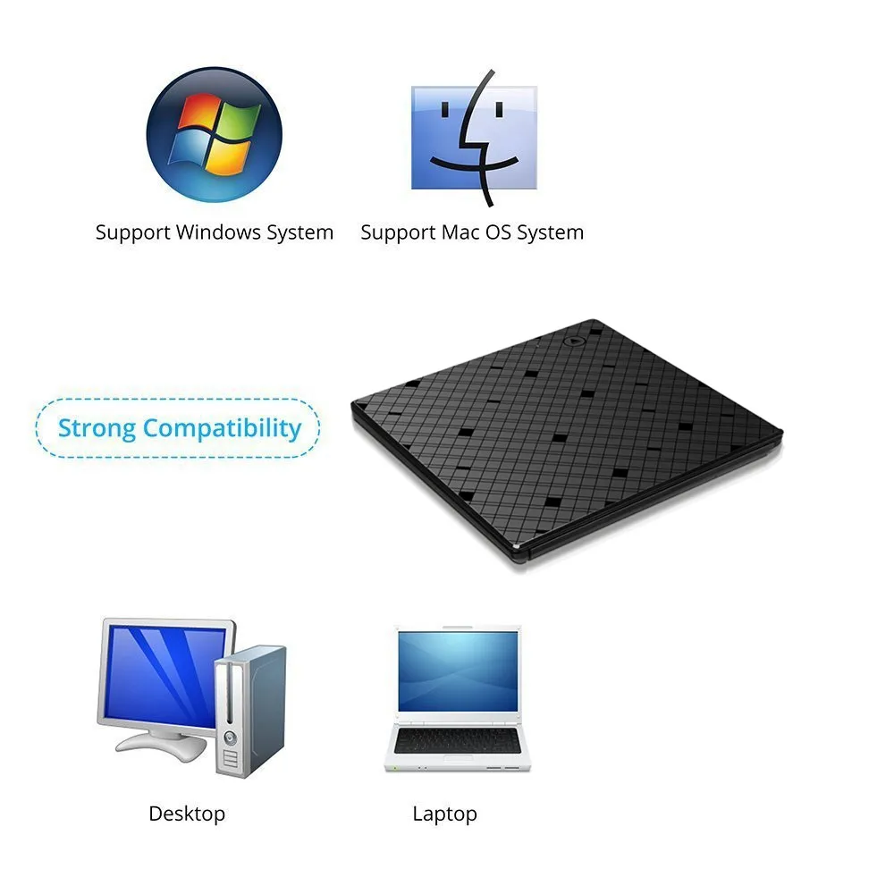 YiYaYo Новый USB 3 0 ромб дизайн Портативный высокоскоростной DVD +/ RW ГОРЕЛКА сенсорное
