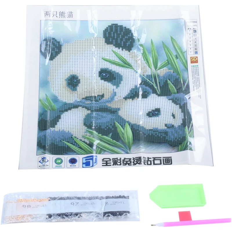 DIY 5D алмазная живопись вышивка Две панды объятия крестиком набор инструментов