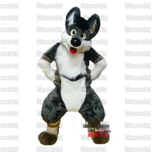 Оригинальный пушистый костюм новинка 01 черного цвета Хаски волка маскарадный