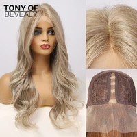 long ombre light blonde lace front synthetic wigs high density wavy lace wigs for women cosplay wigs heat resistant fiber wigs
