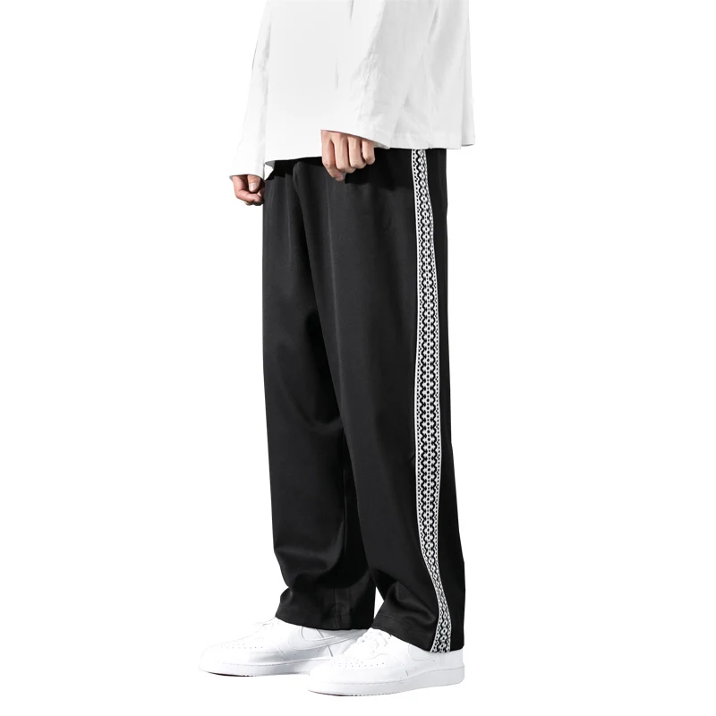 

2021 New Fashion Mens Black Casual Pants Summer Autumn Loose and Comfortable Men Thin Straight Trousers