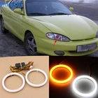 Для Hyundai Tiburon coupe 1996 1997 1998 1999 хлопок обратный переключатель светодиодный двухцветный ангельский глаз белый янтарь указатель поворота