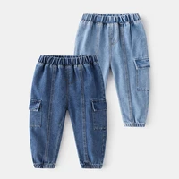 new 2021 kids fashion solid jeans long trousers pants boys classic denim pants with pockets baby jeans spring autumn clothing