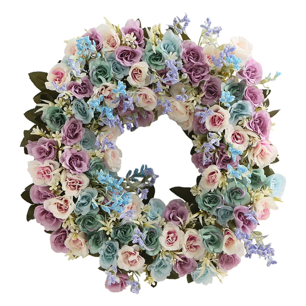 

Silk Flower Rose Wreath Front Door Hydrangea Graland Wall Home Ornament Gift