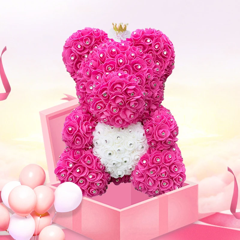 2022 Drop יהלומים עלה דובי 40cm מלאכותי פרח טדי דובים עבור Valentins יום אמא של יום יום הולדת מתנות