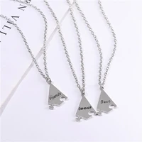 3pcs set of best friend forever bff necklace zinc alloy metal splicing pendant creative lady jewelry accessory gift 2021 new