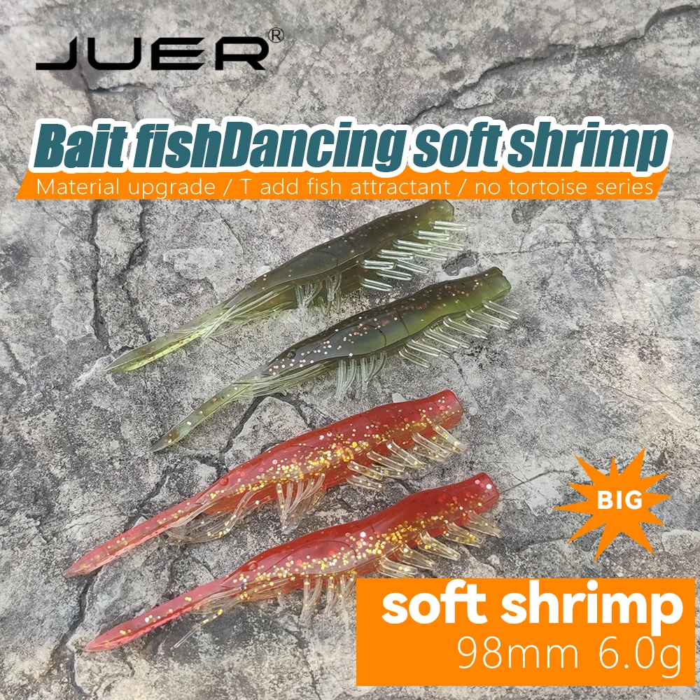 

JUER 4PCS A Worm Swimbait Rockfishing Soft Silicone Bait, Biting Shrimp Carp Bass, Pike Fishing Lure Gamba Gambas Gambita Lure