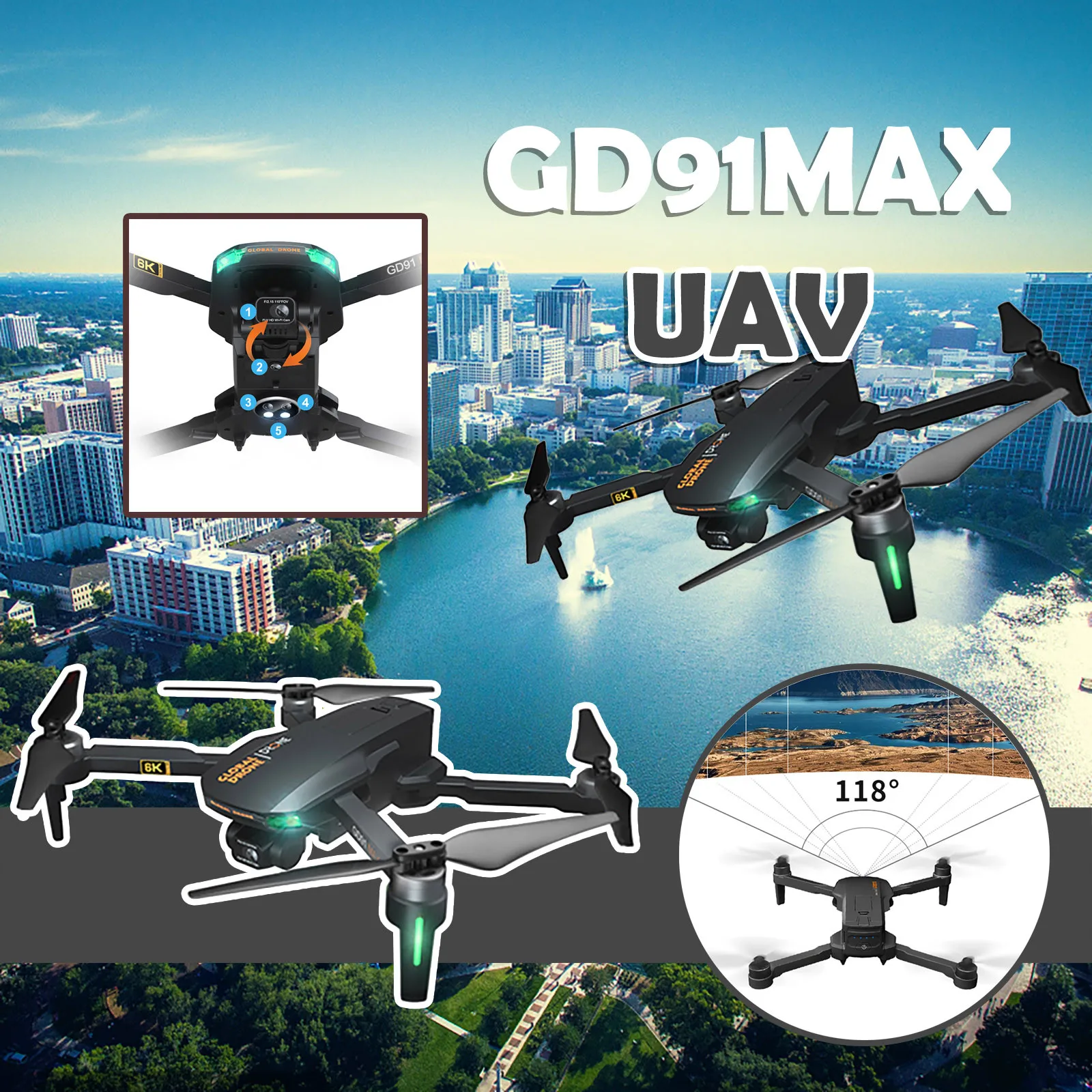 2021 Новый GD91 Max Дрон 6K HD Камера 5G Wi Fi GPS 3 осевому гидростабилизатору