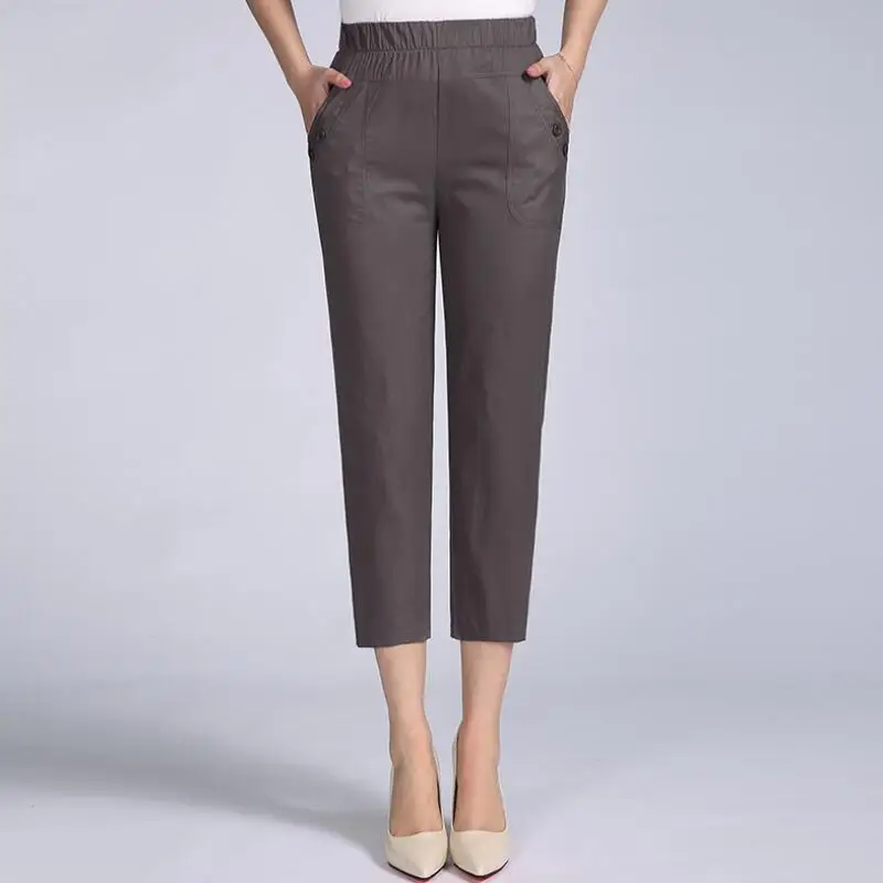 2021 летние хлопковые брюки Капри женские прямые с высокой талией повседневные для