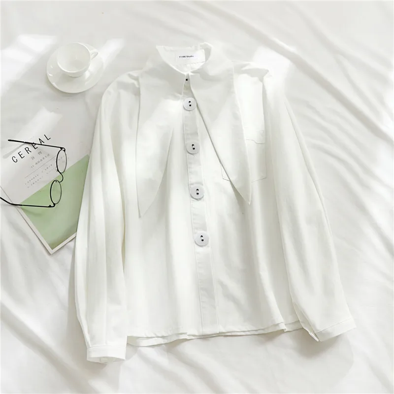 Женская винтажная блузка с рукавом летучая мышь белая Толстая Свободная из 100%