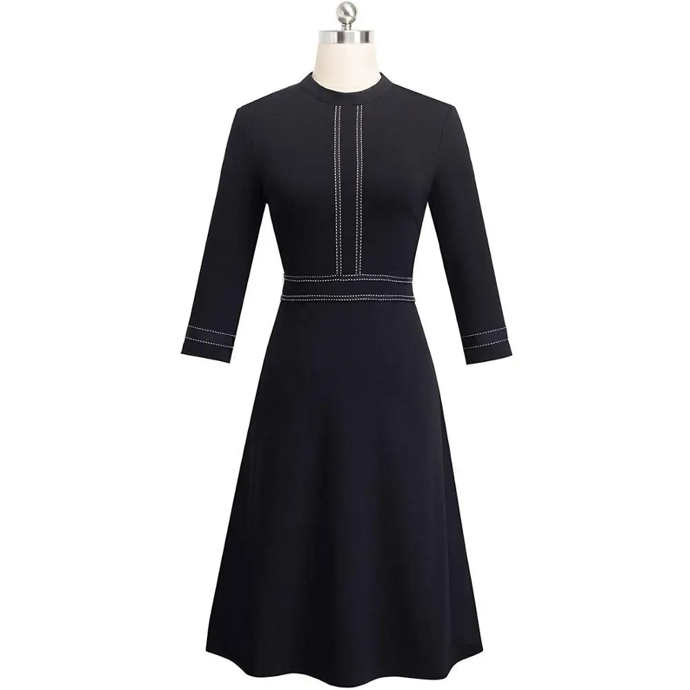 Женское платье трапеция с рукавом 3/4 приталенное Повседневное в стиле ретро