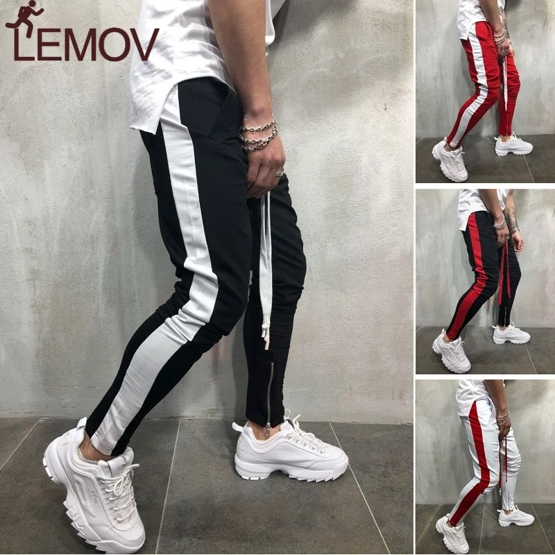Мужские спортивные брюки LEMOV длинные брюки-шаровары с полосками сбоку