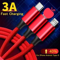 data cable 3 in 1 cable for android iphone type c mobile phone multi function usb one dragging three data charge cables
