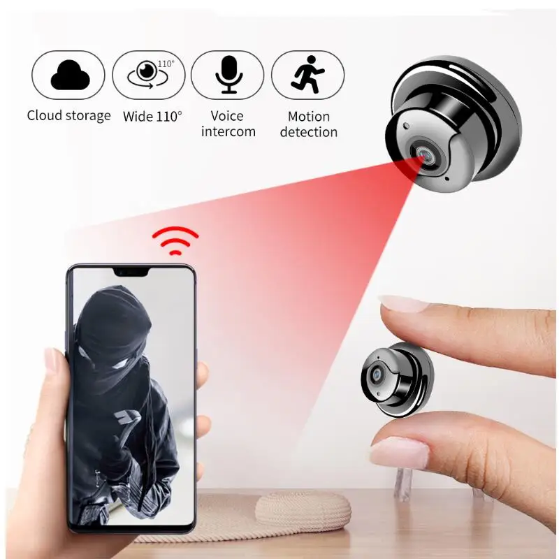 Мини Wifi IP камера HD 1080P беспроводная камера ночного видения двухстороннее аудио Обнаружение движения Детский Монитор V380