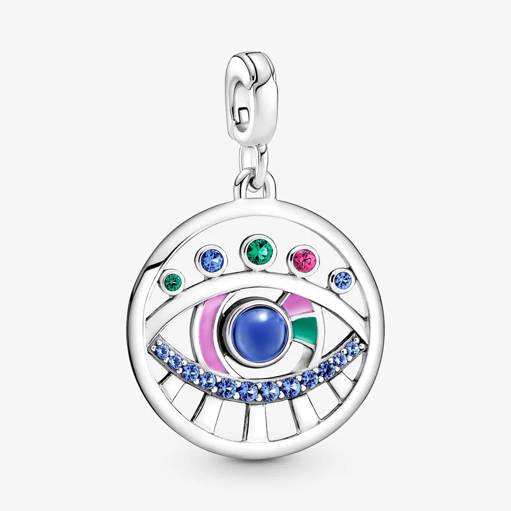 

ME Electric Black Ring 925 Sterling Silver Bead Round Connector Charm Double Fit Original Pandora Me Link Chain Bracelet Gifts