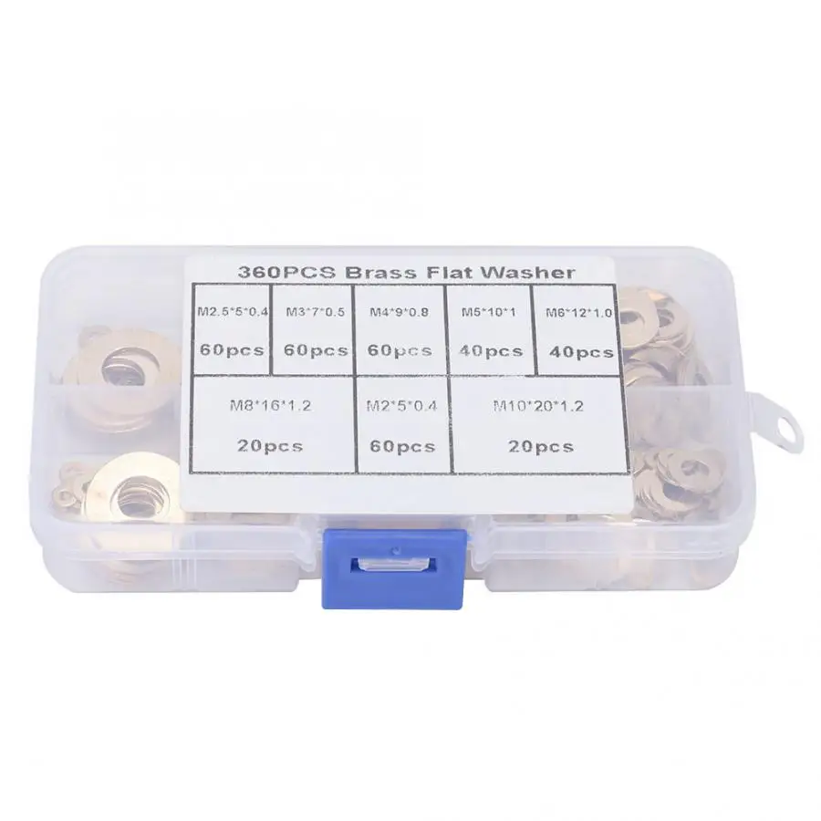 360 шт латунные уплотнительные прокладки кольца металлические плоские набор