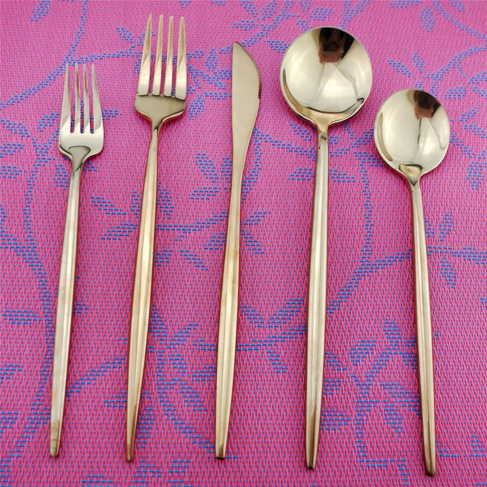 Кухонная утварь набор столовых приборов блестящее золото посуды 18/10 Нержавеющая