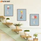 Декор для детской гостиной, персонализированное название на заказ, фотография, кролик, воздушный шар, настенная Картина на холсте, картины для девочек