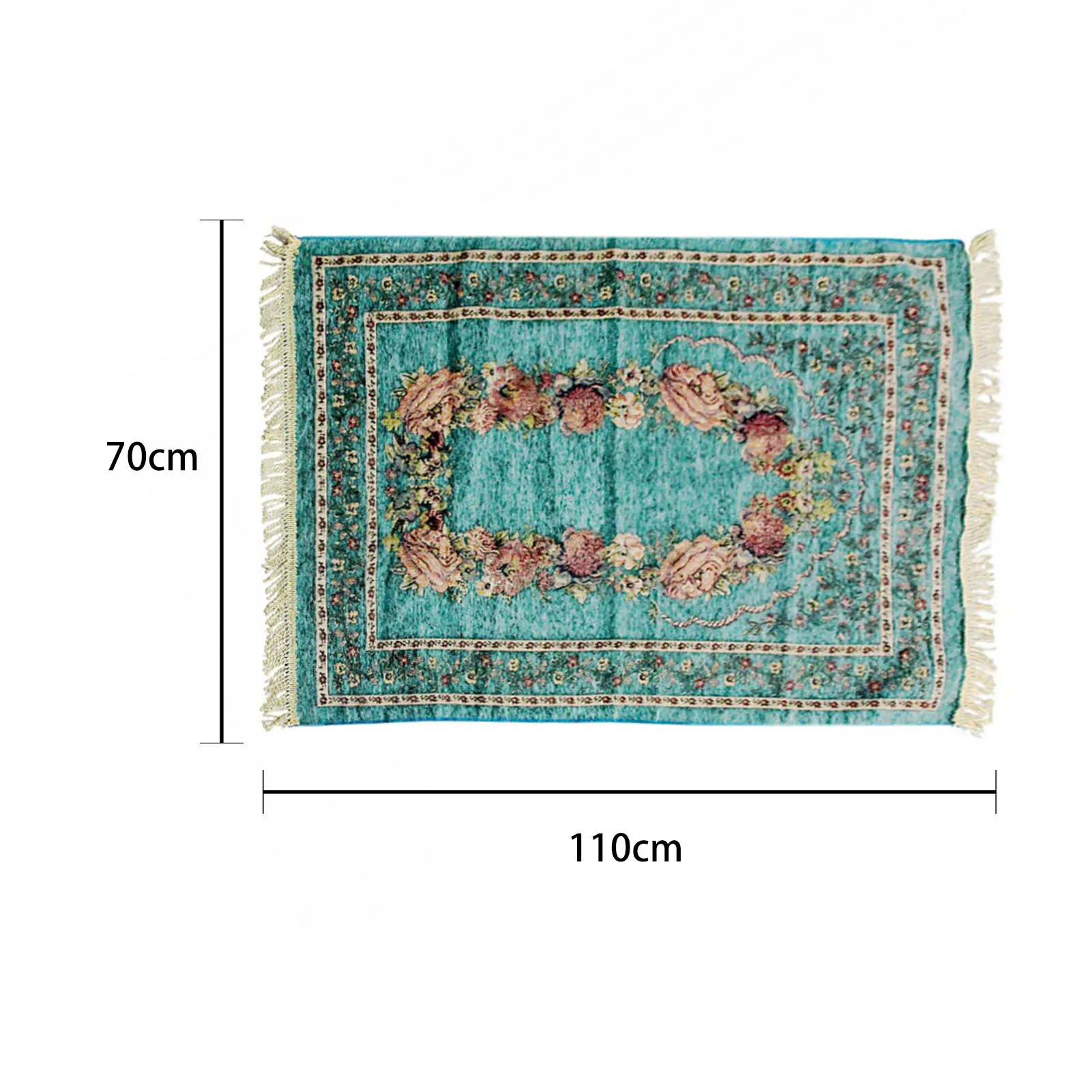 

70x110CM Islamic Muslim Prayer Rugs Mat Vintage Floral Ramadan Eid Gifts Decoration Carpet With Tassels Trim Festival Supplies