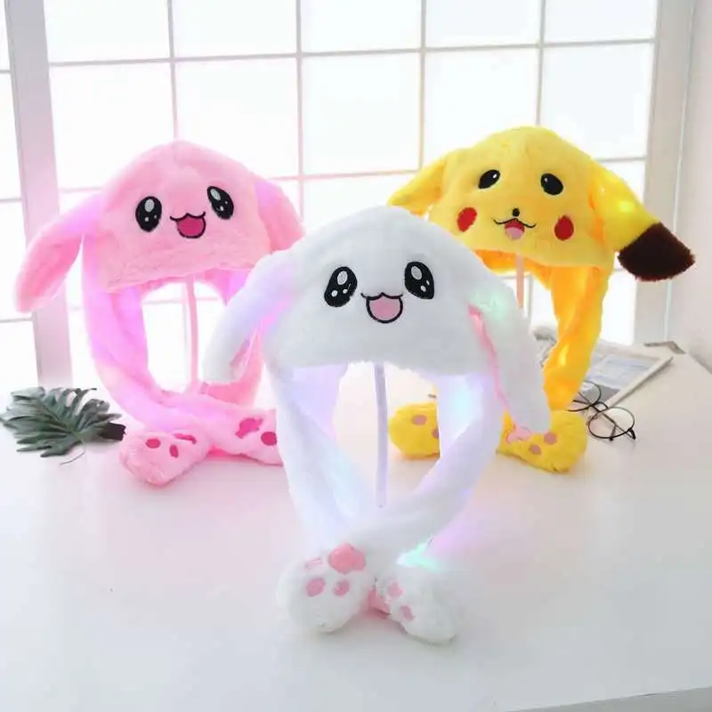 Светящаяся спортивная шапка Takara Tomy Pikachu Pokemon плюшевая Милая с ушками кролика