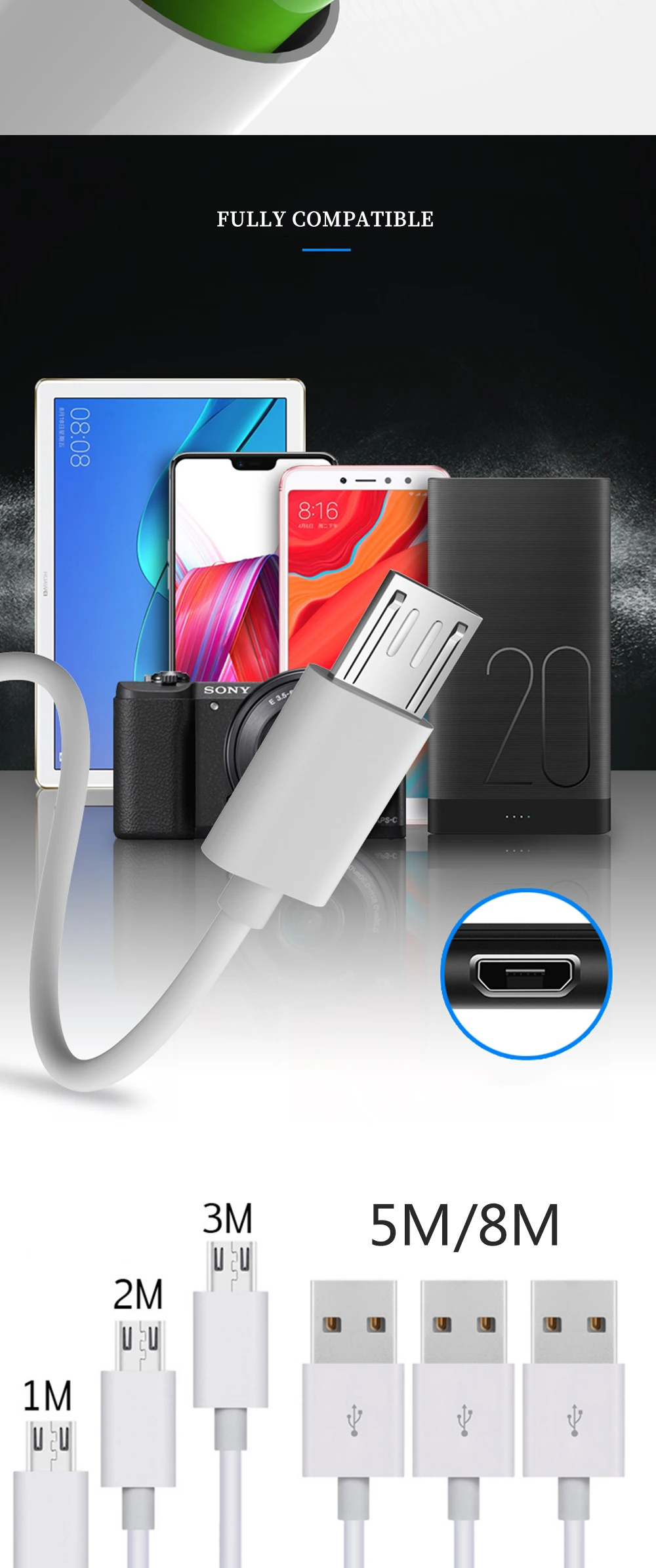 5 м кабель для зарядки и передачи данных для iPhone samsung HuaWei Micro USB телефонный кабель адаптер Белый USB кабель для передачи данных USB для LG xiaomi