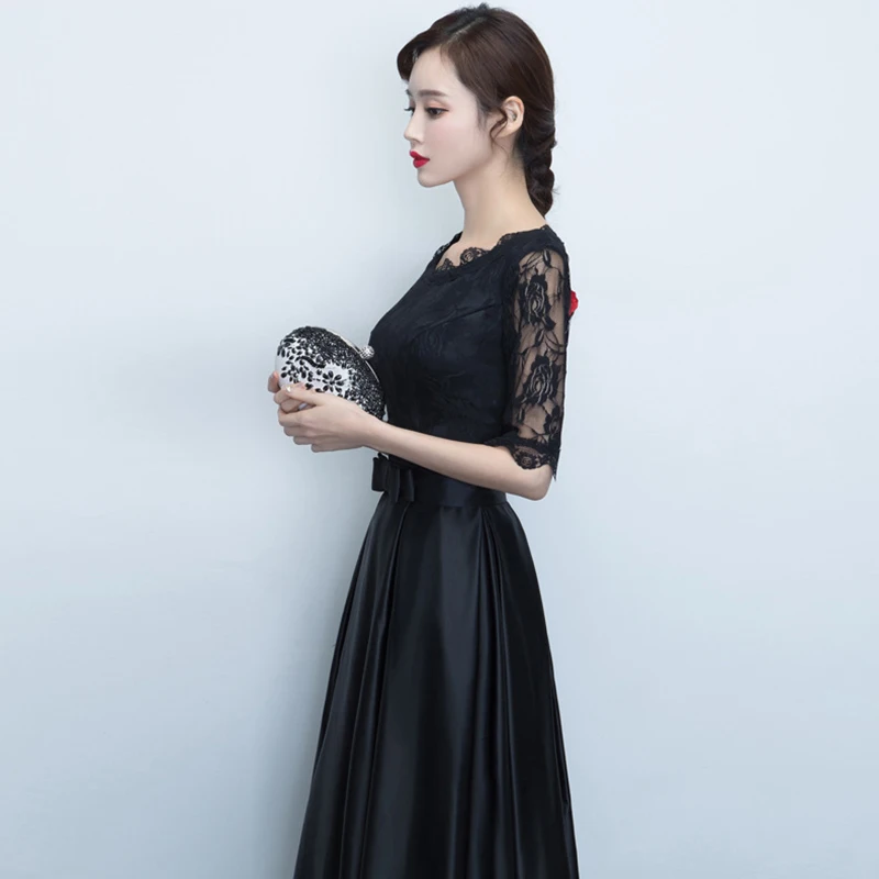 AnXin SH принцесса Черное Кружевное цветочное вечернее платье для вечеривечерние