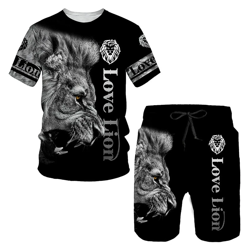 

The Lion King Summer 3D Printed Men's T-shirt Shorts Set Men's Sportswear Tracksuit O Neck Short Sleeve Men's Clothing Suit