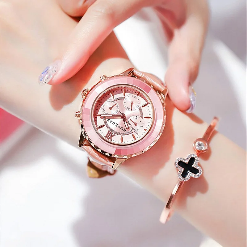 Luxury fashion casual gold women watches bracelet Women's Geneva Roman Numerals Faux Leather Analog Quartz Watch ASL |