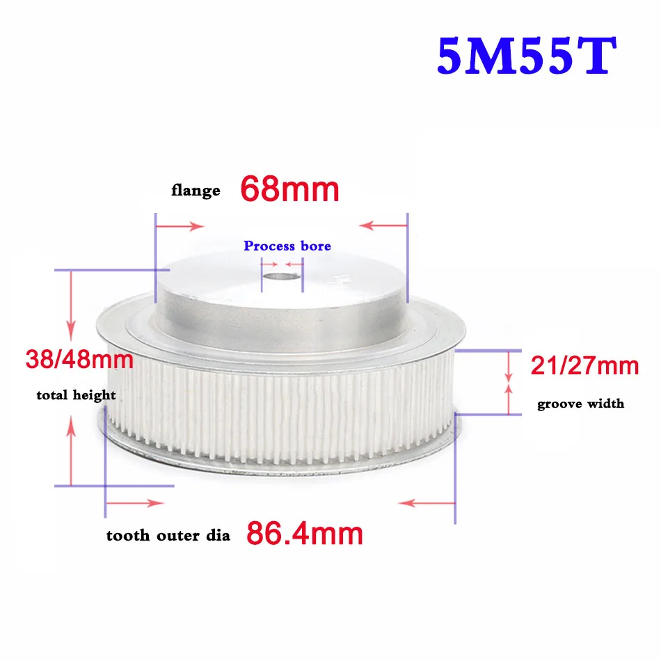 

1 шт., синхронное колесо для ремня ГРМ, 5 м, от 55 до 64 зубьев, Ширина 21 мм, 27 мм, технологическое отверстие