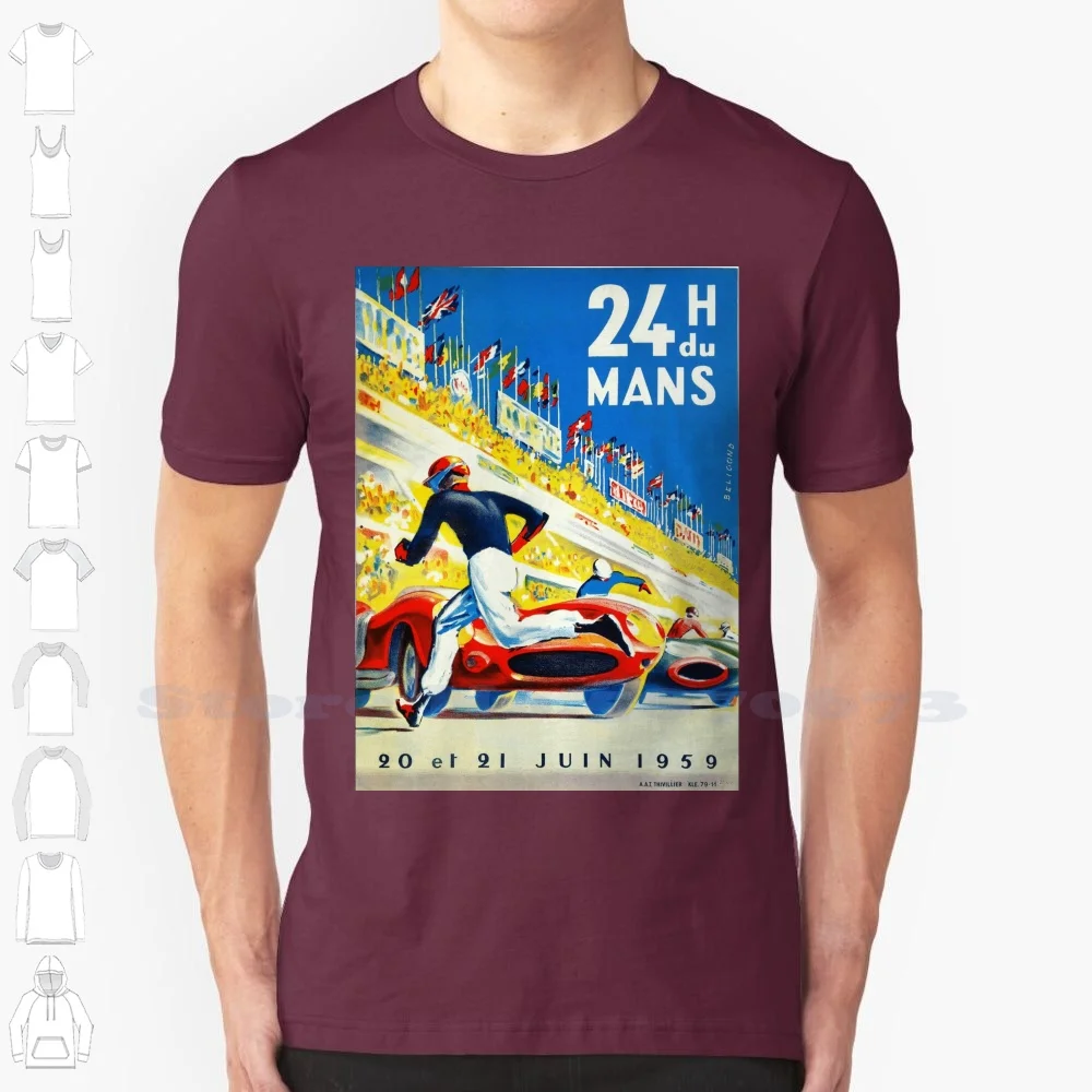 

Vintage 1959 Le Mans Poster Graphic Custom Funny Hot Sale Tshirt Vintage Racing Travel Vintage Motorista German Germany Grand
