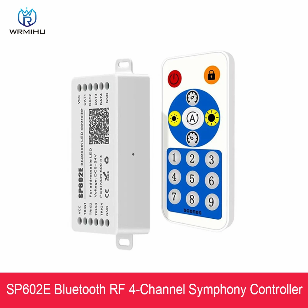 DC5V-24V SP602E 4 CH Signal Output Bluetooth-Compatible WS2812B Music Controller Built In Mic WS2811 WS2815 LED Light Strip