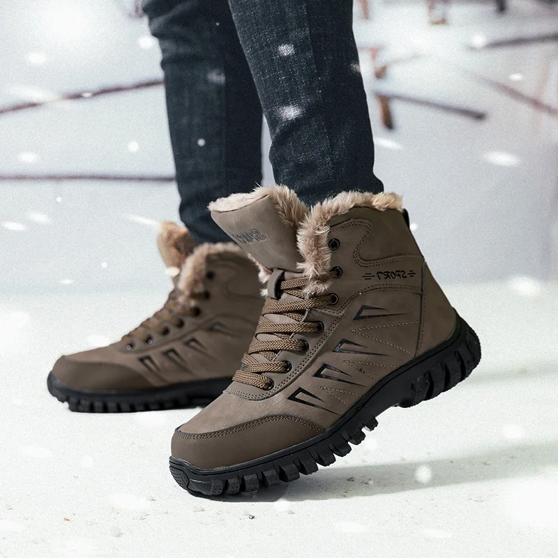 Мужские зимние уличные кроссовки теплые плюшевые Ботинки Ботильоны хлопковая