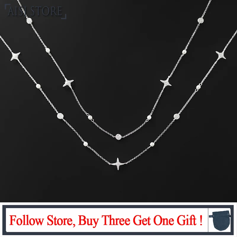 Новинка октября длинное женское ожерелье из стерлингового серебра S925 пробы с