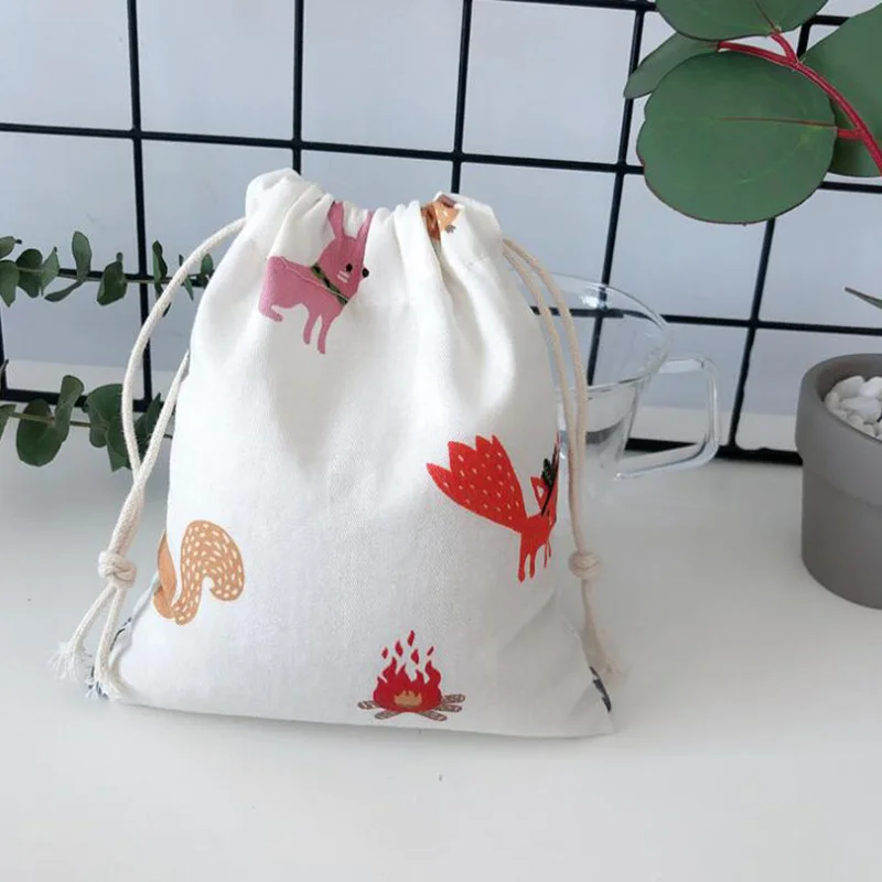 Хлопковые пакеты для покупок с двойным шнурком многоразовые льняные Подарочные