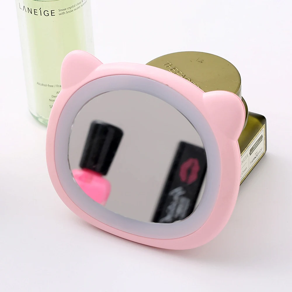 Usb зарядка светодиодный мини портативное зеркало для макияжа маленький круглый