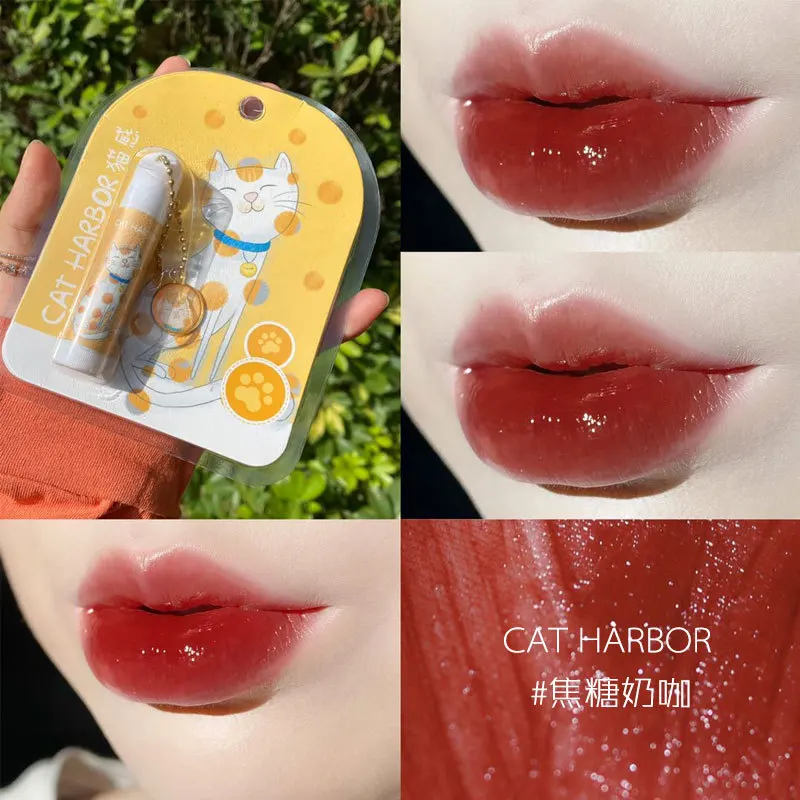 

New Arrival Cute Cat Lipstick Makeup Long Lasting Kiss-proof Nourish Lip Tint Lightweight Non-stick Cups Lip Balm Korean Make Up