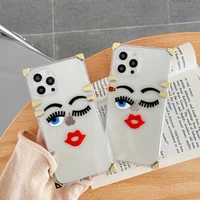 luxury brand sexy lady eyelash soft silicon phone case for iphone 7 8 plus x xs xr max 11 12 pro se 20 mini 10 square back cover