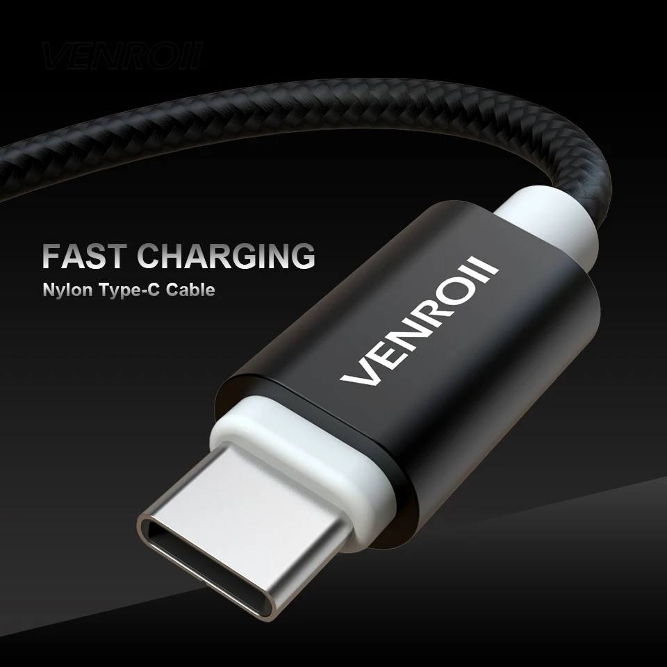 Venroii USB Type C кабель для Samsung S9 S8 Быстрая зарядка мобильный телефон зарядный провод