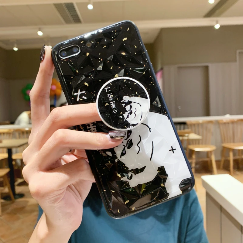Abmos Diamond Pattern Rhinestone Letter Holder Phone Case For iPhone 7 8 6 6s X Xs 11 Pro Max XR Soft Shell |