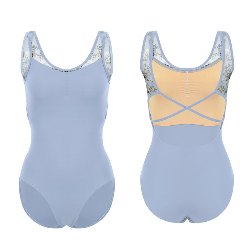 Кружевное эластичное балетное трико без рукавов боди для женщин гимнастическое