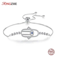 tongzhe 925 sterling silver evil eye bracelet hamsa hand fatima charm bracelets for women gifts for mens turkish jewelry 2019