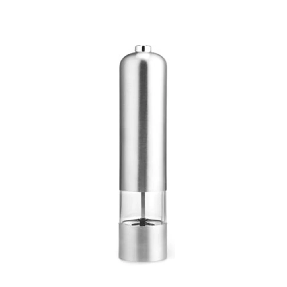 

Pepper Grinder Electric Salt Grinder Grinding Silver Stainless Steel Battery Powered Automatic Grinder Pepper Mill Kitchen Tools
