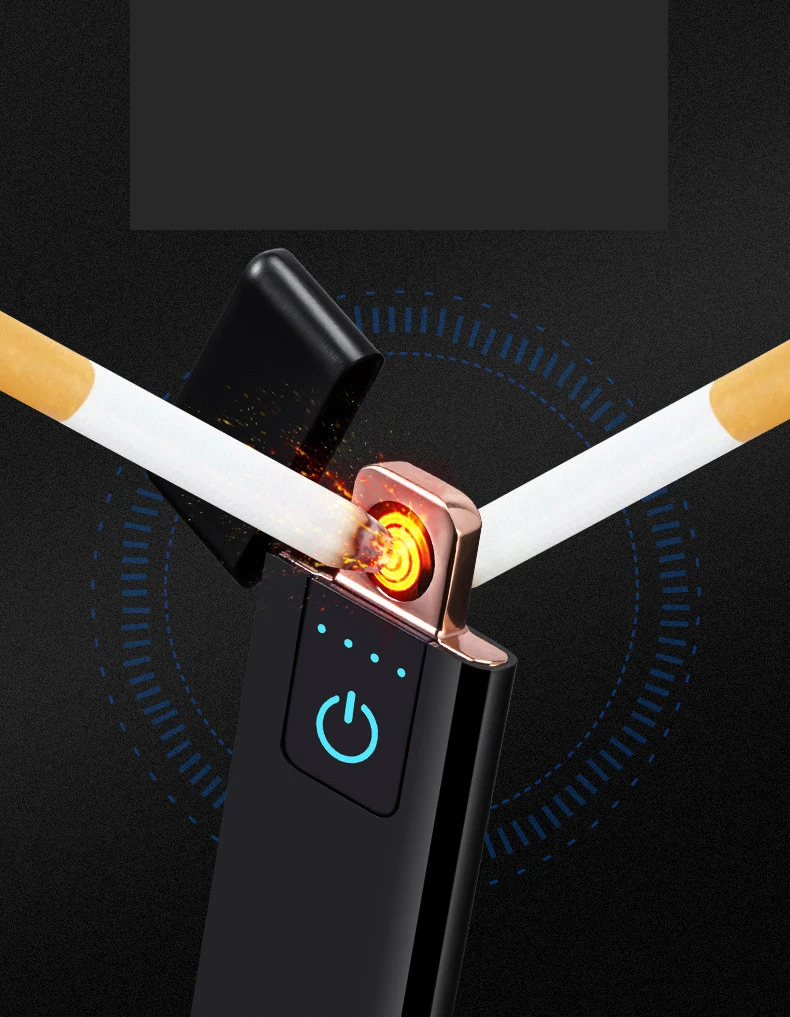 Ультратонкая креативная ветрозащитная зажигалка с USB зарядкой и дисплеем