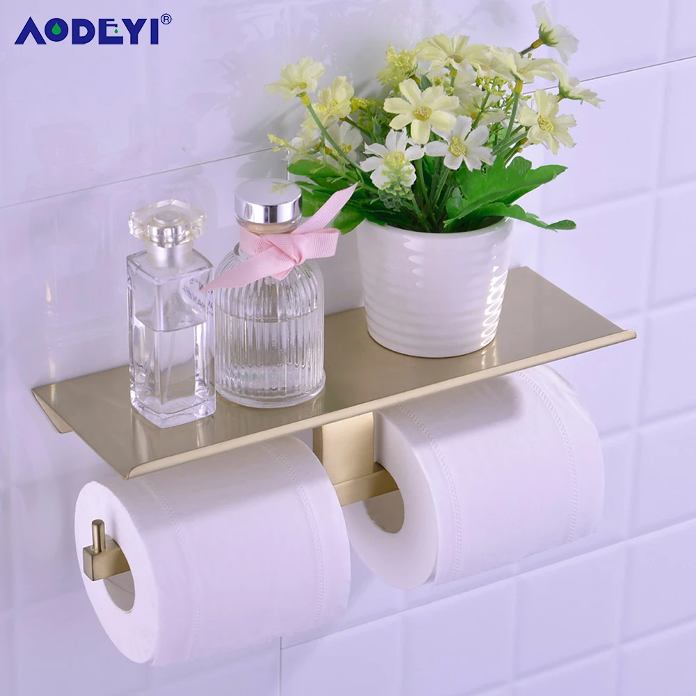 toilet paper holder wall mount tissue roll hanger 304 stainless steel phone platform bathroom hardware set black chrome gold free global shipping