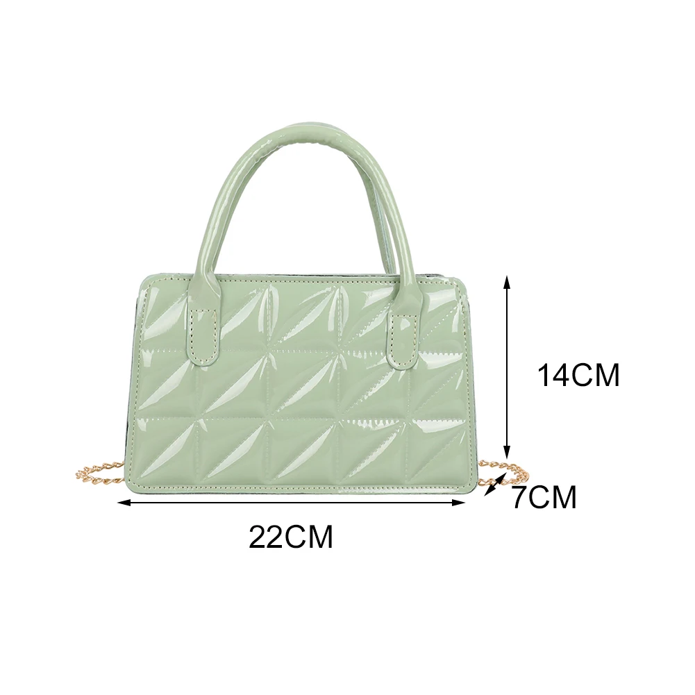 

Women Fashion Geometric Pattern PU Leather Shoulder Crossbody Messenger Bag Casual Ladies Top-handle Solid Color Chain Handbags